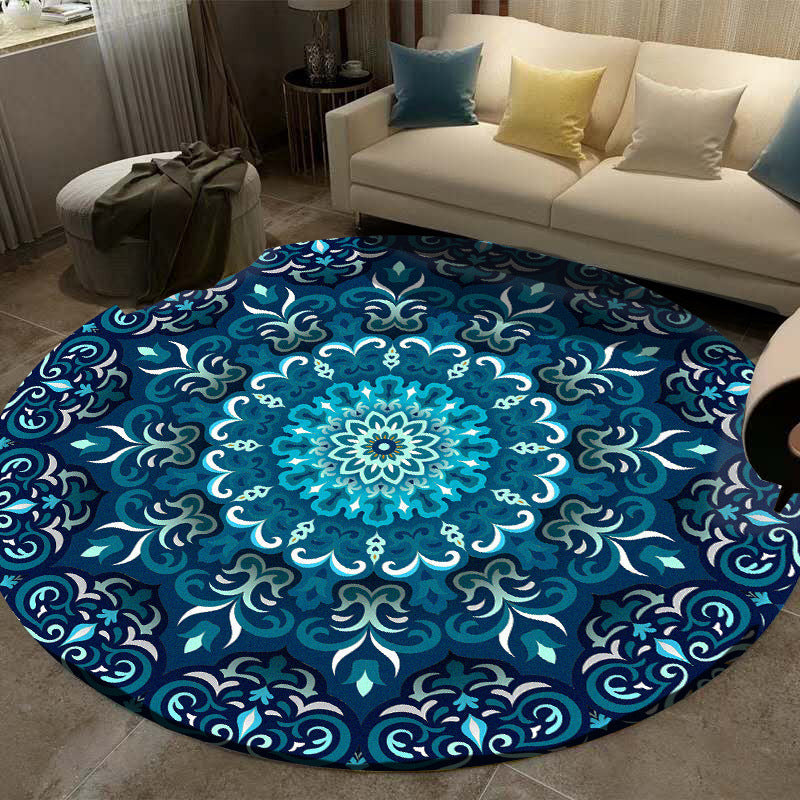 Lisslune | Multicolored Living Room Carpet Turkish Floral Swirl Rug Synthetic Non-Slip Pet-Friendly Machine Washable Carpet