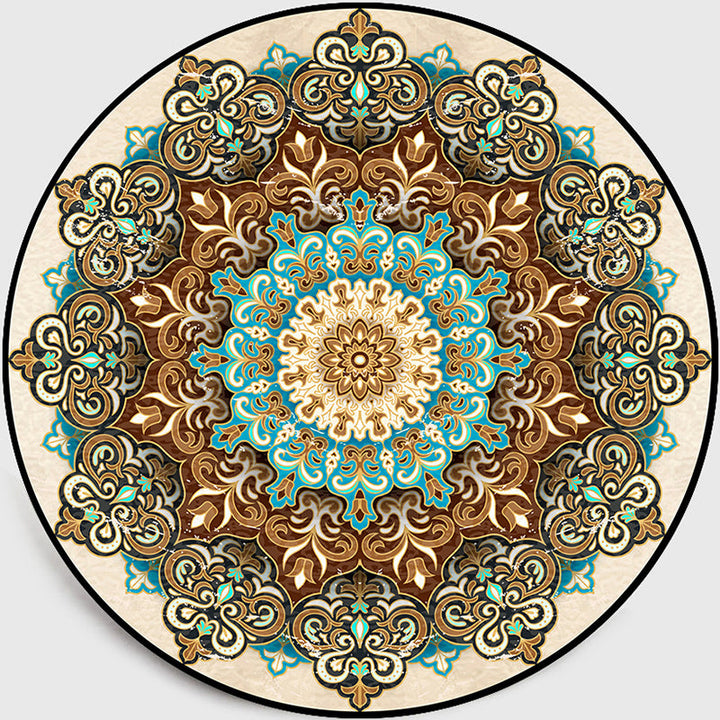 Lisslune | Multicolored Living Room Carpet Turkish Floral Swirl Rug Synthetic Non-Slip Pet-Friendly Machine Washable Carpet