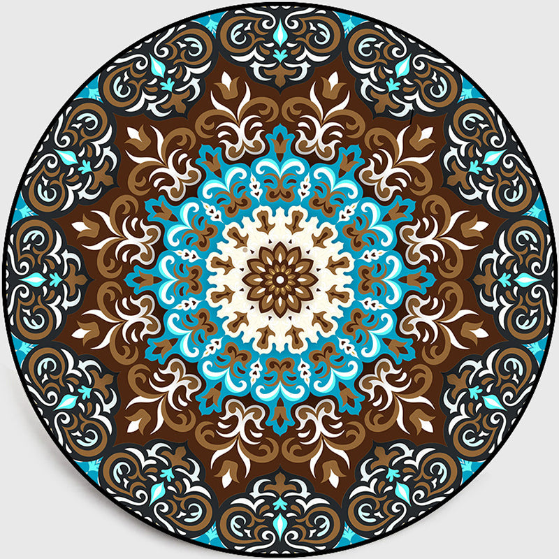 Lisslune | Multicolored Living Room Carpet Turkish Floral Swirl Rug Synthetic Non-Slip Pet-Friendly Machine Washable Carpet