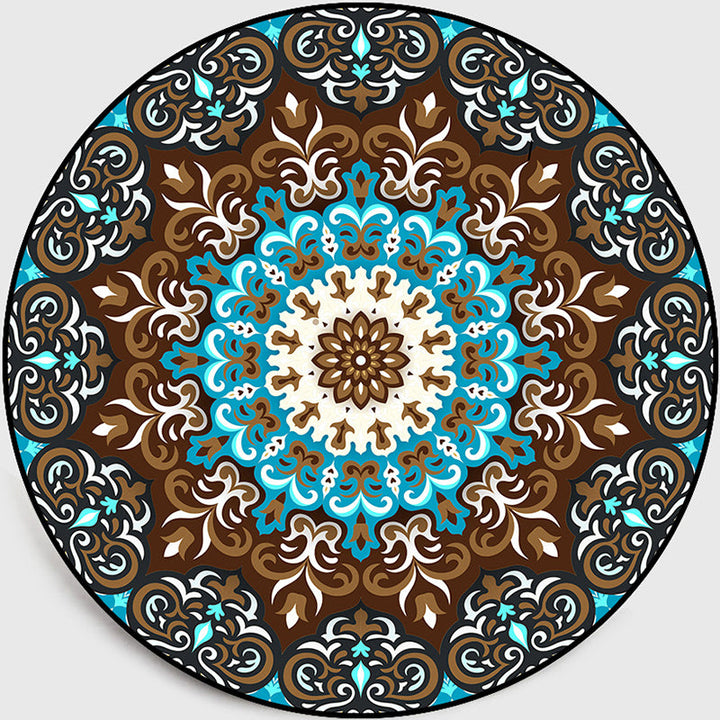 Lisslune | Multicolored Living Room Carpet Turkish Floral Swirl Rug Synthetic Non-Slip Pet-Friendly Machine Washable Carpet