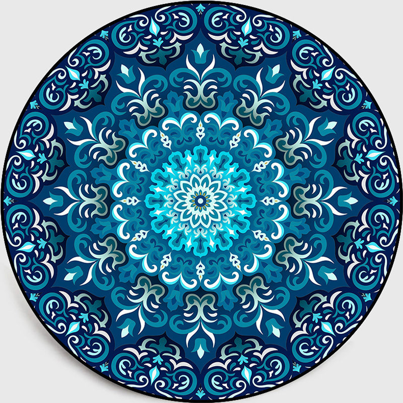 Lisslune | Multicolored Living Room Carpet Turkish Floral Swirl Rug Synthetic Non-Slip Pet-Friendly Machine Washable Carpet