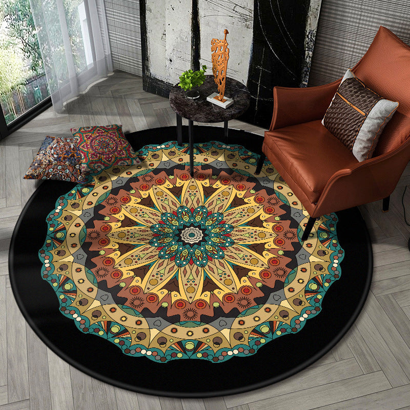Lisslune | Nostalgic Multicolor Tribeprint Carpet Polypropylene Moroccan Carpet Pet Friendly Stain Resistant Non-Slip Carpet for Large Room