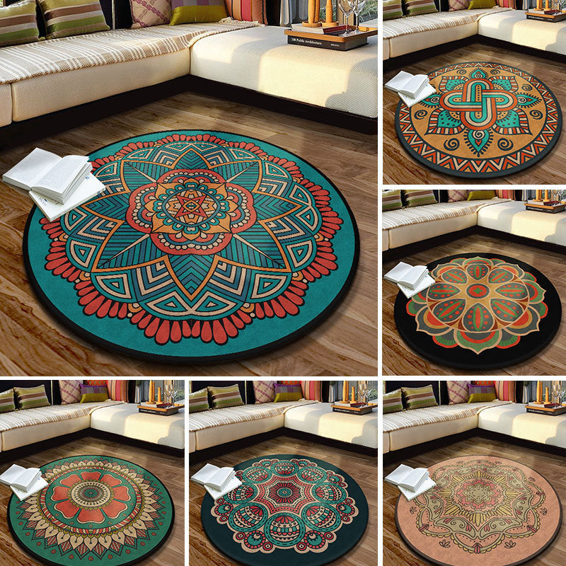 Lisslune | Multicolored Moroccan rug Synthetic floral pattern rug with non-slip backing stain-resistant machine washable rug for the dining room