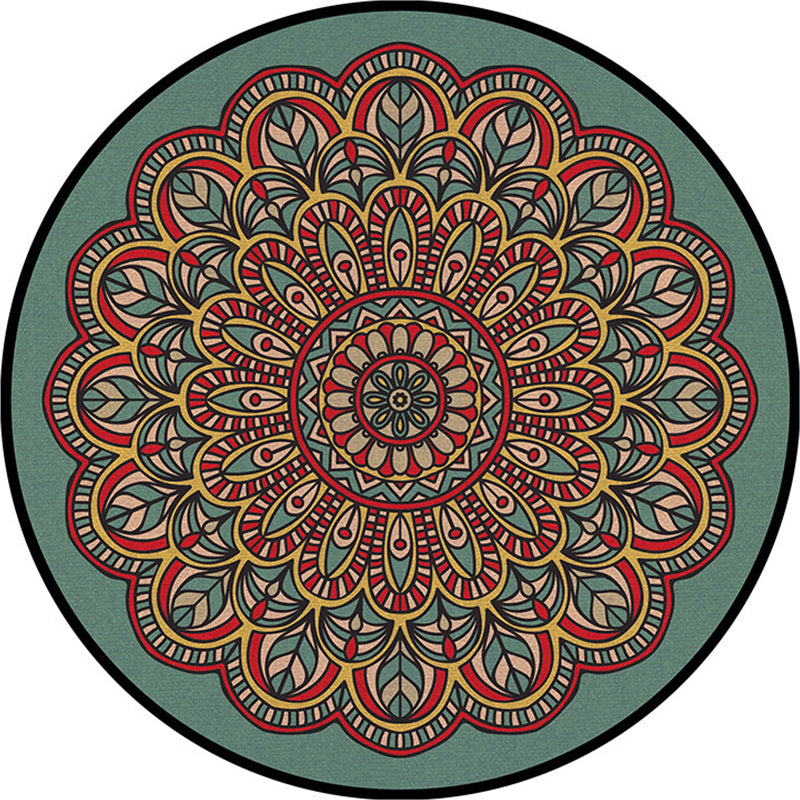 Lisslune | Multicolored Moroccan rug Synthetic floral pattern rug with non-slip backing stain-resistant machine washable rug for the dining room