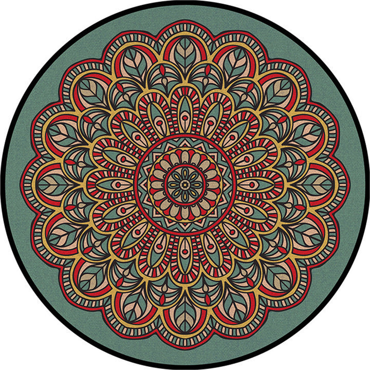 Lisslune | Multicolored Moroccan rug Synthetic floral pattern rug with non-slip backing stain-resistant machine washable rug for the dining room
