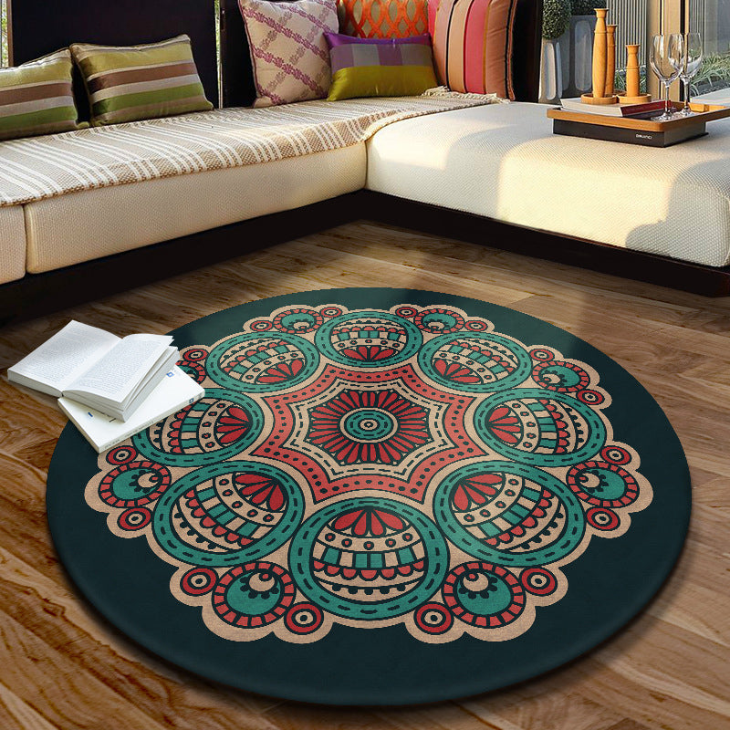 Lisslune | Multicolored Moroccan rug Synthetic floral pattern rug with non-slip backing stain-resistant machine washable rug for the dining room