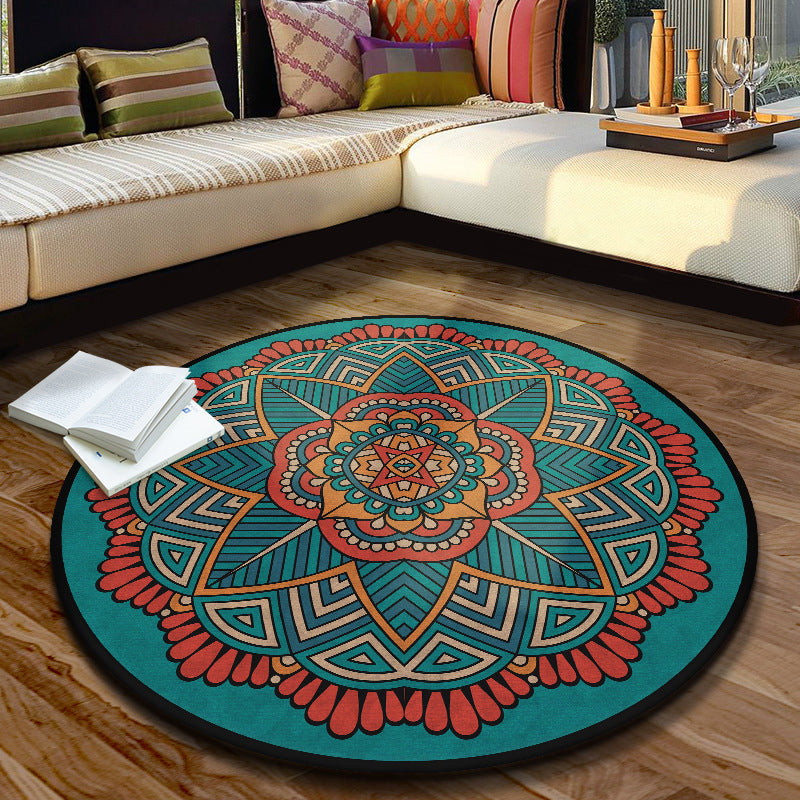 Lisslune | Multicolored Moroccan rug Synthetic floral pattern rug with non-slip backing stain-resistant machine washable rug for the dining room