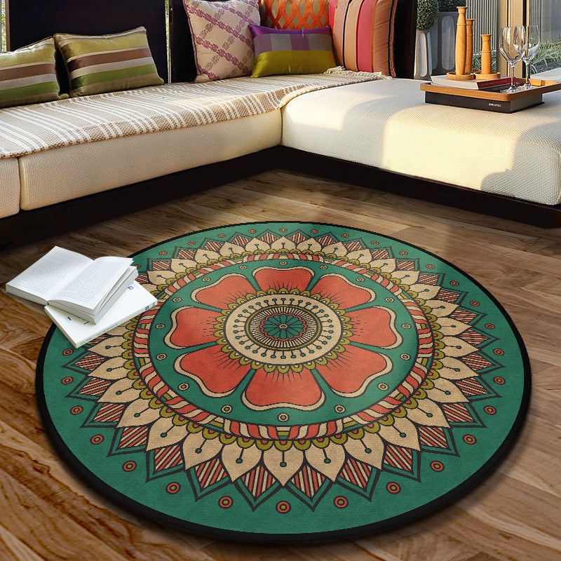 Lisslune | Multicolored Moroccan rug Synthetic floral pattern rug with non-slip backing stain-resistant machine washable rug for the dining room