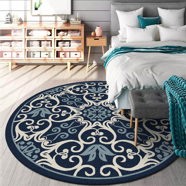 Lisslune | Moroccan Bedroom Rug Multicolor Scroll Pattern Rug Synthetic Non-Slip Washable Pet-Friendly Indoor Rug