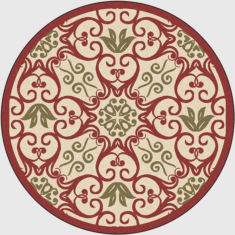 Lisslune | Moroccan Bedroom Rug Multicolor Scroll Pattern Rug Synthetic Non-Slip Washable Pet-Friendly Indoor Rug