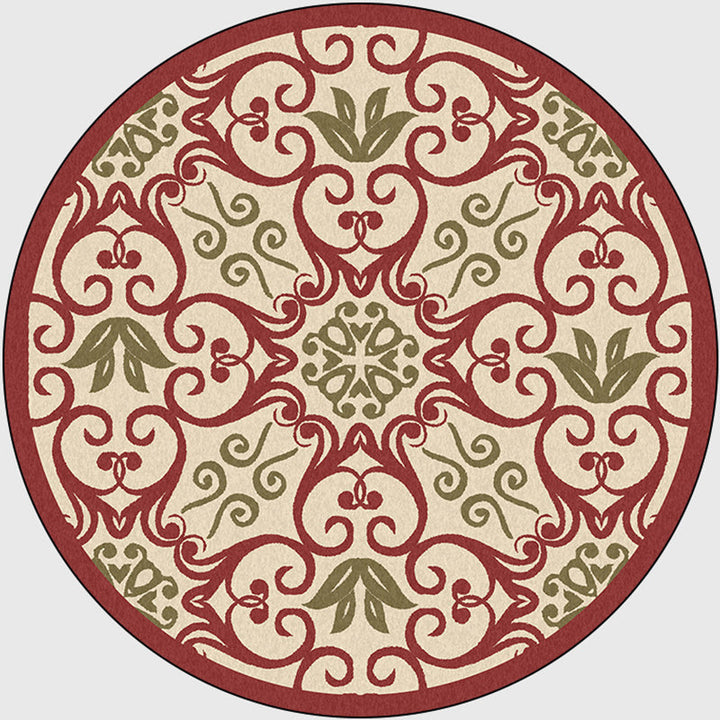 Lisslune | Moroccan Bedroom Rug Multicolor Scroll Pattern Rug Synthetic Non-Slip Washable Pet-Friendly Indoor Rug