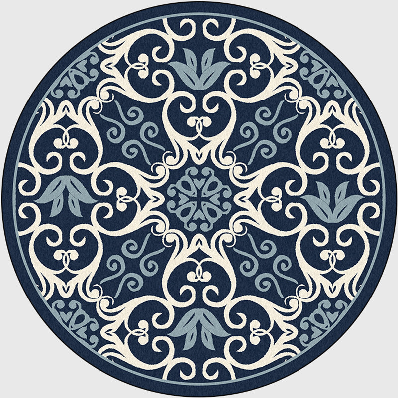 Lisslune | Moroccan Bedroom Rug Multicolor Scroll Pattern Rug Synthetic Non-Slip Washable Pet-Friendly Indoor Rug