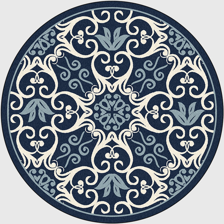 Lisslune | Moroccan Bedroom Rug Multicolor Scroll Pattern Rug Synthetic Non-Slip Washable Pet-Friendly Indoor Rug