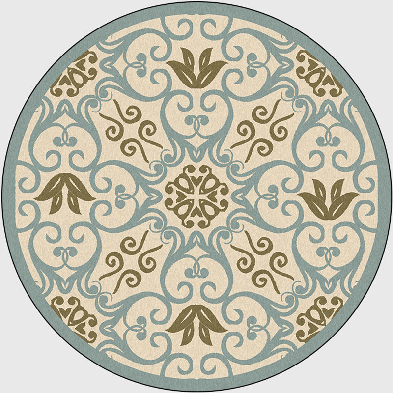 Lisslune | Moroccan Bedroom Rug Multicolor Scroll Pattern Rug Synthetic Non-Slip Washable Pet-Friendly Indoor Rug