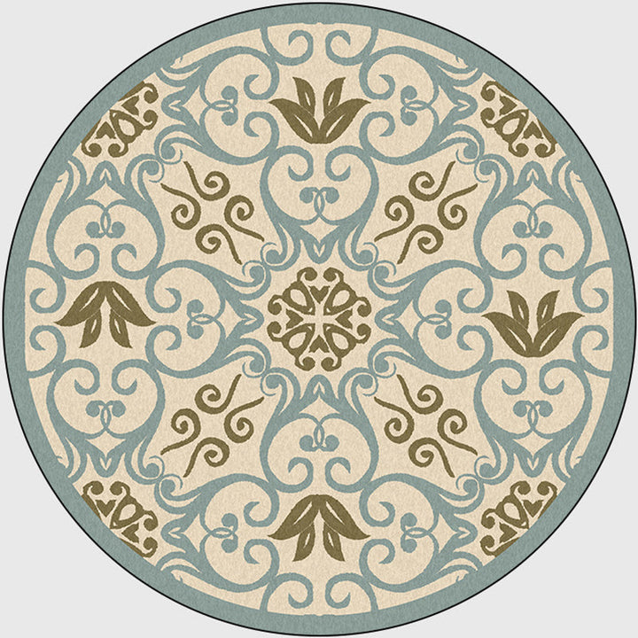 Lisslune | Moroccan Bedroom Rug Multicolor Scroll Pattern Rug Synthetic Non-Slip Washable Pet-Friendly Indoor Rug