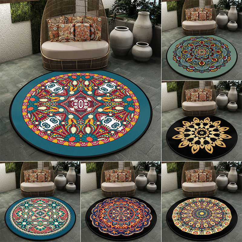 Lisslune | Moroccan symmetrical pattern rug multicolored polyester rug machine washable non-slip pet-friendly rug for living room