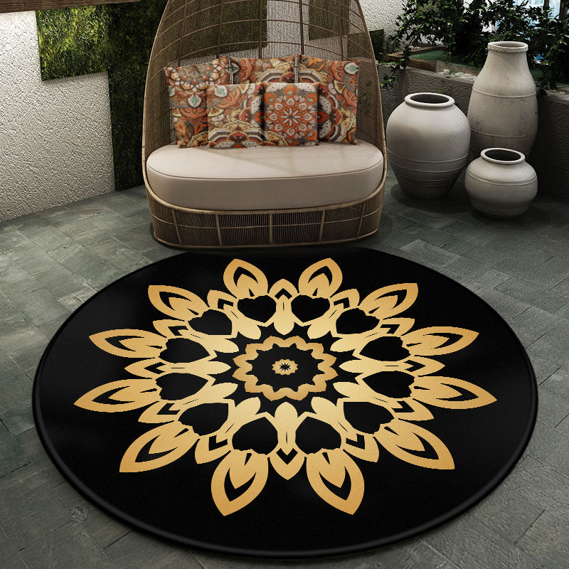 Lisslune | Moroccan symmetrical pattern rug multicolored polyester rug machine washable non-slip pet-friendly rug for living room