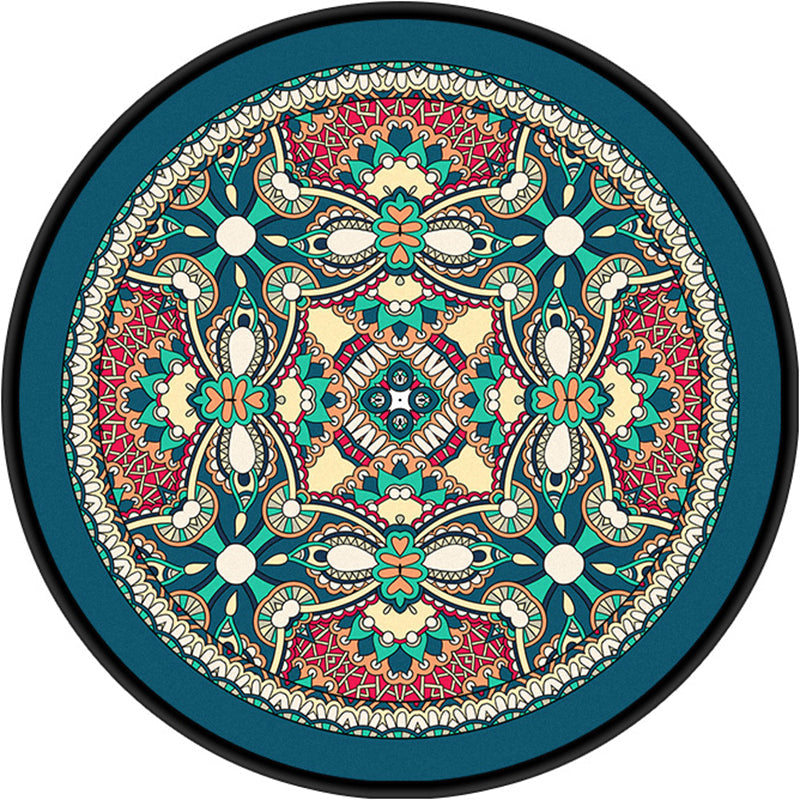 Lisslune | Moroccan symmetrical pattern rug multicolored polyester rug machine washable non-slip pet-friendly rug for living room