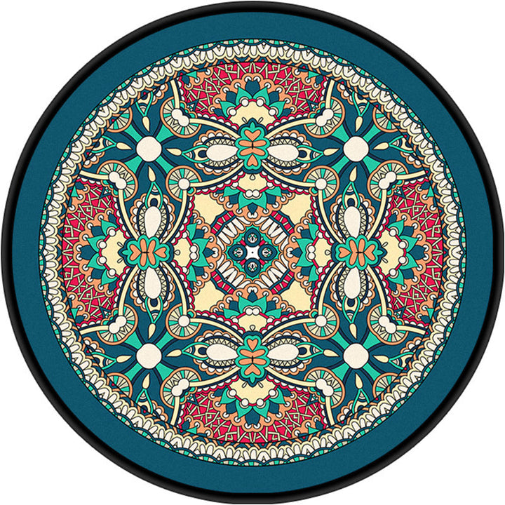Lisslune | Moroccan symmetrical pattern rug multicolored polyester rug machine washable non-slip pet-friendly rug for living room