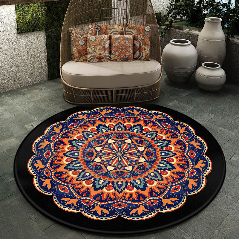 Lisslune | Moroccan symmetrical pattern rug multicolored polyester rug machine washable non-slip pet-friendly rug for living room