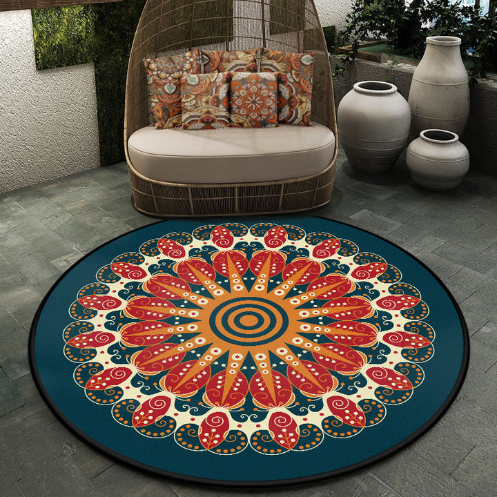 Lisslune | Moroccan symmetrical pattern rug multicolored polyester rug machine washable non-slip pet-friendly rug for living room