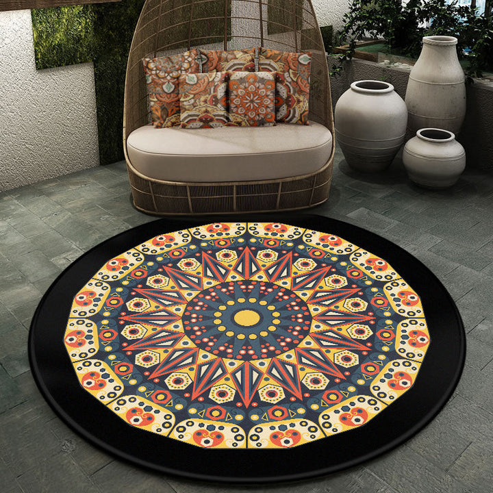 Lisslune | Moroccan symmetrical pattern rug multicolored polyester rug machine washable non-slip pet-friendly rug for living room