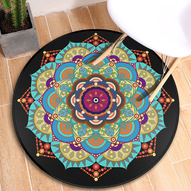 Lisslune | Turkish blooming flower carpet multicolored polypropylene carpet machine washable pet friendly non-slip back rug for the door