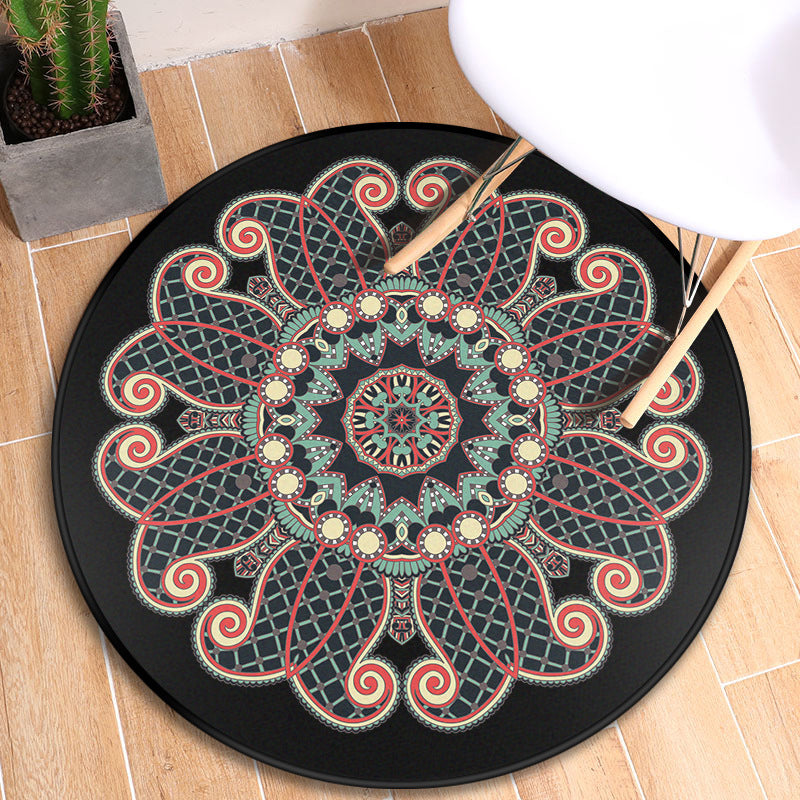 Lisslune | Turkish blooming flower carpet multicolored polypropylene carpet machine washable pet friendly non-slip back rug for the door