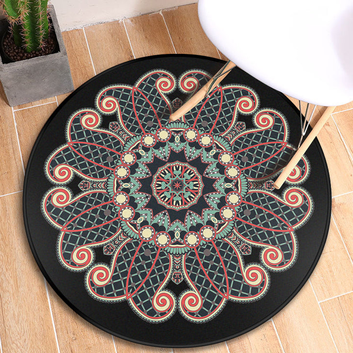 Lisslune | Turkish blooming flower carpet multicolored polypropylene carpet machine washable pet friendly non-slip back rug for the door