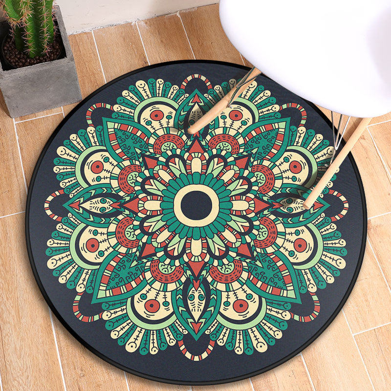 Lisslune | Turkish blooming flower carpet multicolored polypropylene carpet machine washable pet friendly non-slip back rug for the door
