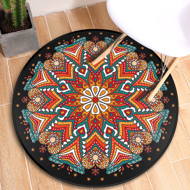 Lisslune | Turkish blooming flower carpet multicolored polypropylene carpet machine washable pet friendly non-slip back rug for the door