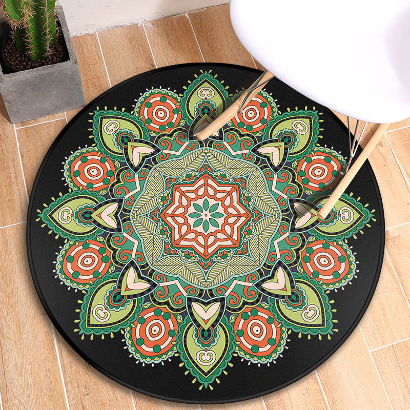 Lisslune | Turkish blooming flower carpet multicolored polypropylene carpet machine washable pet friendly non-slip back rug for the door