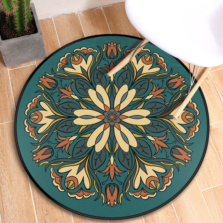 Lisslune | Turkish blooming flower carpet multicolored polypropylene carpet machine washable pet friendly non-slip back rug for the door