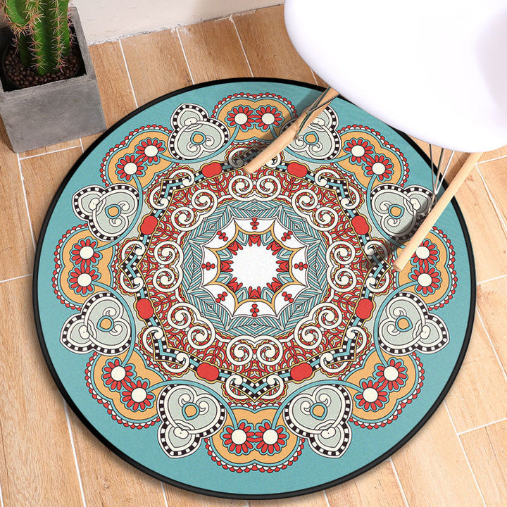 Lisslune | Turkish blooming flower carpet multicolored polypropylene carpet machine washable pet friendly non-slip back rug for the door