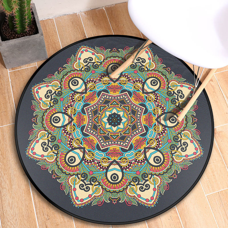 Lisslune | Turkish blooming flower carpet multicolored polypropylene carpet machine washable pet friendly non-slip back rug for the door