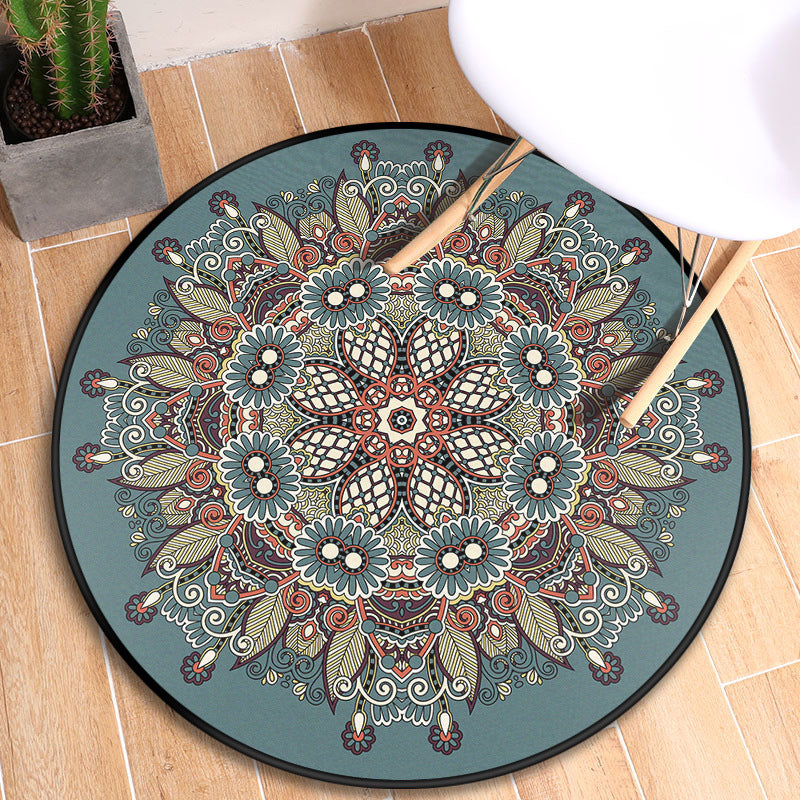 Lisslune | Turkish blooming flower carpet multicolored polypropylene carpet machine washable pet friendly non-slip back rug for the door