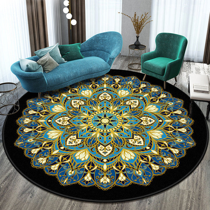 Lisslune | Bohemian Living Room Rug Multicolored Mandala Rug Polyester Stain Resistant Washable Non-Slip Backing Rug for Hallway