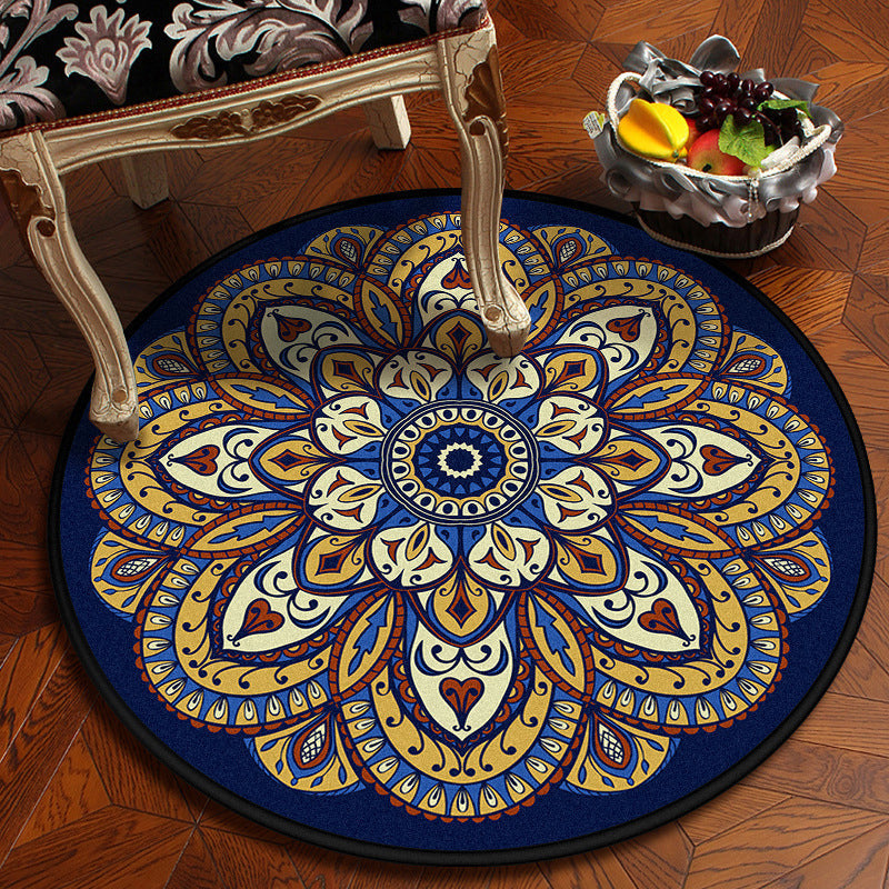 Lisslune | Moroccan Mandala Rug Multicolored Synthetic Rug Stain Resistant Non-Slip Machine Washable Rug for the Dining Room