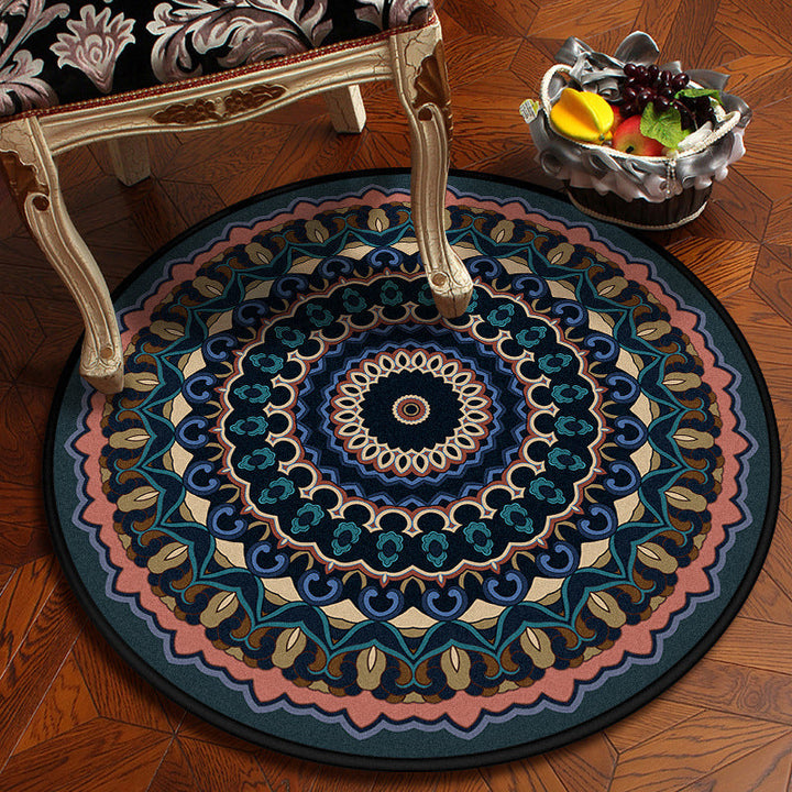 Lisslune | Moroccan Mandala Rug Multicolored Synthetic Rug Stain Resistant Non-Slip Machine Washable Rug for the Dining Room