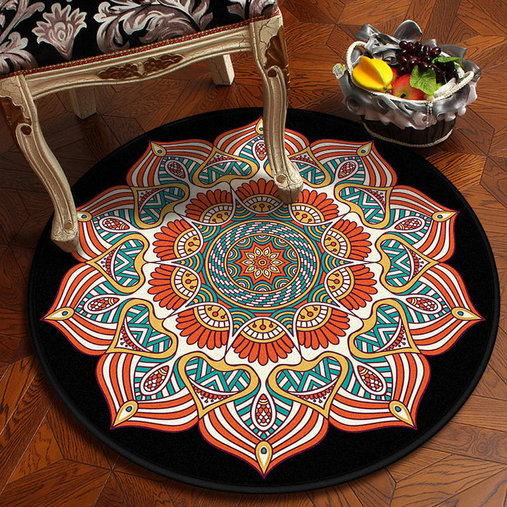 Lisslune | Moroccan Mandala Rug Multicolored Synthetic Rug Stain Resistant Non-Slip Machine Washable Rug for the Dining Room