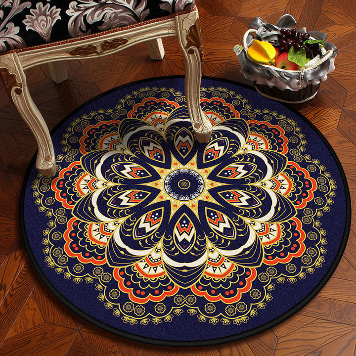 Lisslune | Moroccan Mandala Rug Multicolored Synthetic Rug Stain Resistant Non-Slip Machine Washable Rug for the Dining Room