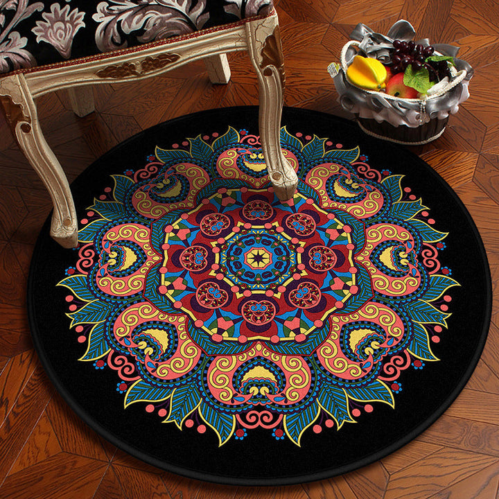 Lisslune | Moroccan Mandala Rug Multicolored Synthetic Rug Stain Resistant Non-Slip Machine Washable Rug for the Dining Room