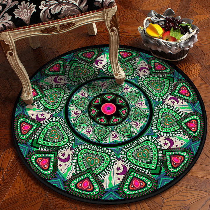 Lisslune | Moroccan Mandala Rug Multicolored Synthetic Rug Stain Resistant Non-Slip Machine Washable Rug for the Dining Room