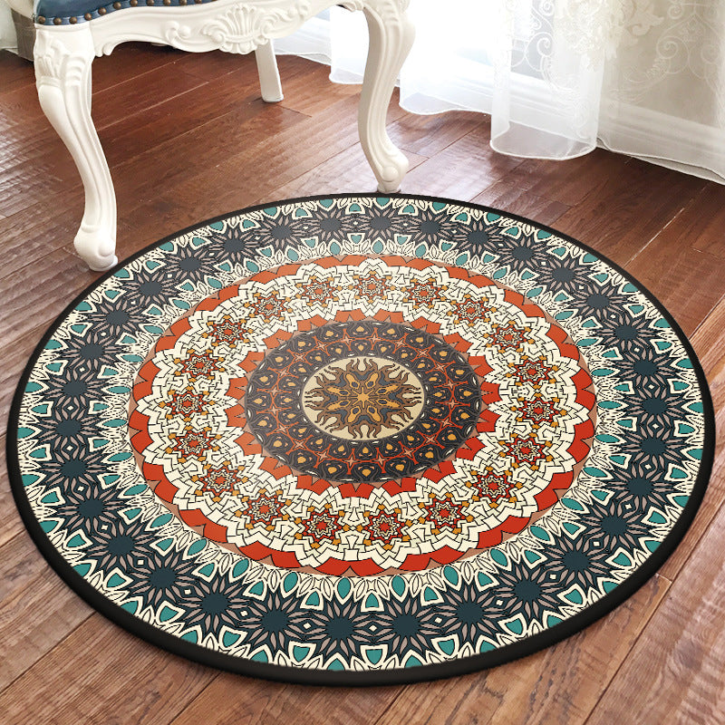 Lisslune | Traditional Multicolored Moroccan Carpet Polypropylene Mandala Area Rug Non-Slip Machine Washable Stain Resistant Rug for Rome