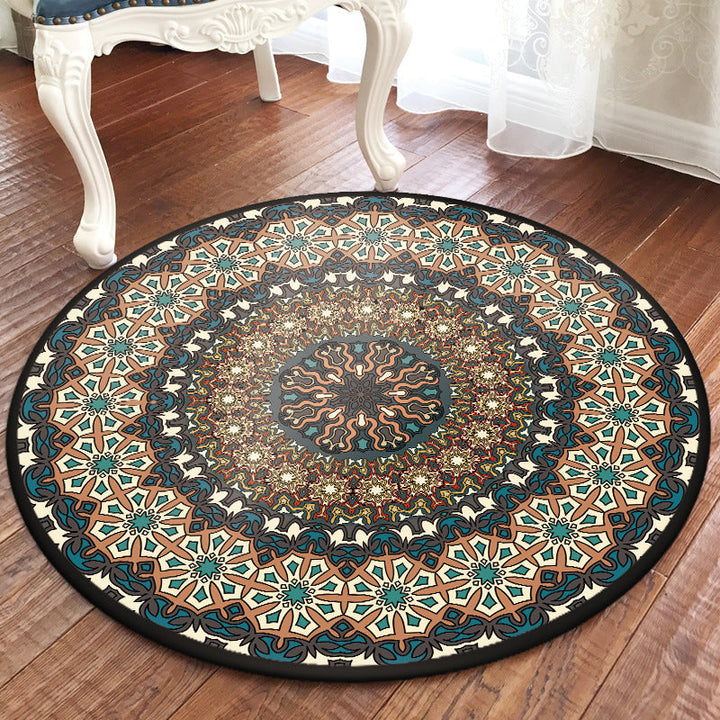 Lisslune | Traditional Multicolored Moroccan Carpet Polypropylene Mandala Area Rug Non-Slip Machine Washable Stain Resistant Rug for Rome