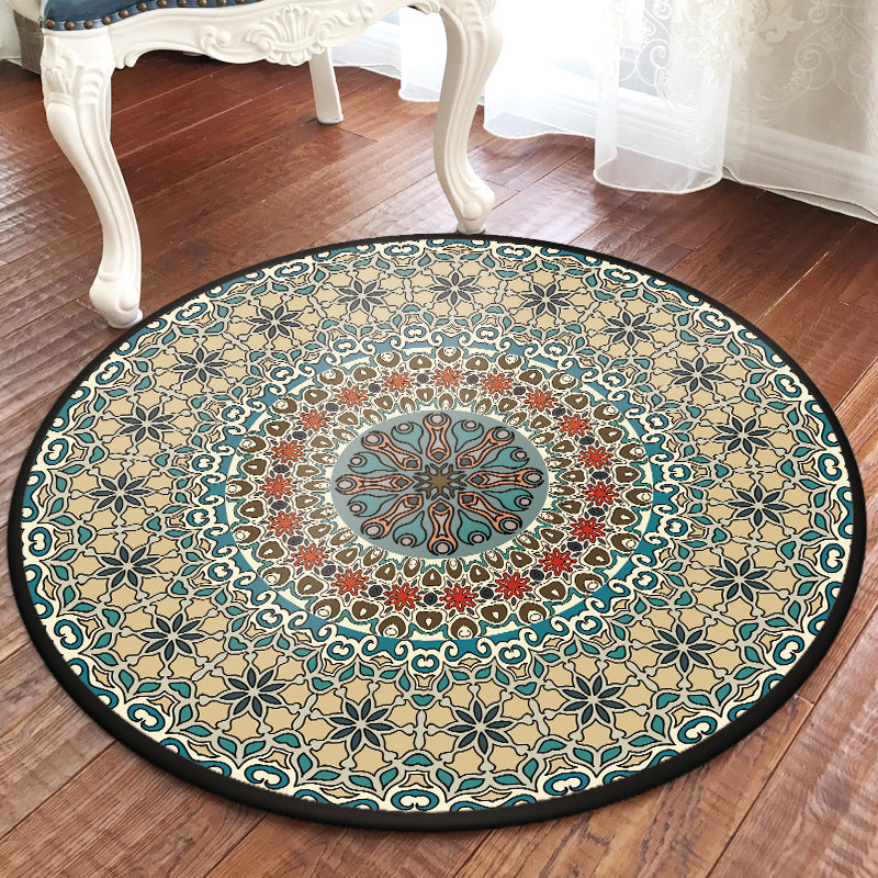 Lisslune | Traditional Multicolored Moroccan Carpet Polypropylene Mandala Area Rug Non-Slip Machine Washable Stain Resistant Rug for Rome