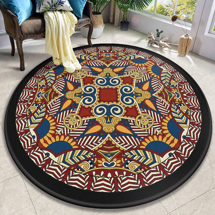 Lisslune | Colorful Mandala Carpet Polyester Turkish Indoor Carpet Non-Slip Back Machine Washable Pet-Friendly Rug for Seating Area