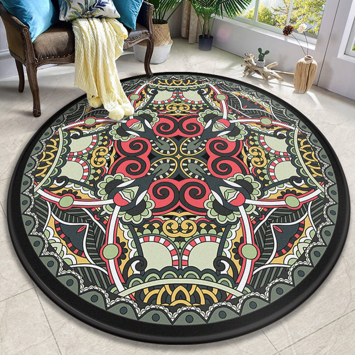 Lisslune | Colorful Mandala Carpet Polyester Turkish Indoor Carpet Non-Slip Back Machine Washable Pet-Friendly Rug for Seating Area