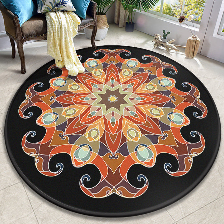 Lisslune | Colorful Mandala Carpet Polyester Turkish Indoor Carpet Non-Slip Back Machine Washable Pet-Friendly Rug for Seating Area