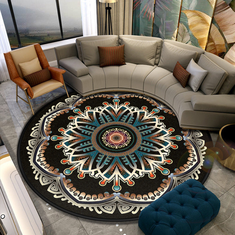 Lisslune | Turkish Style Living Room Carpet Colorful Flower Carpet Synthetic Pet-Friendly Machine Washable Non-Slip Carpet